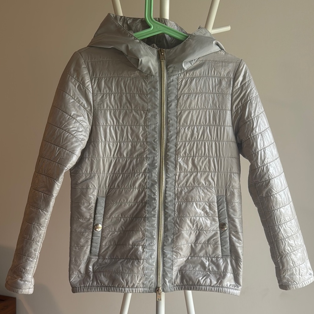 Herno Kids Silver Quilted Hooded Jacket